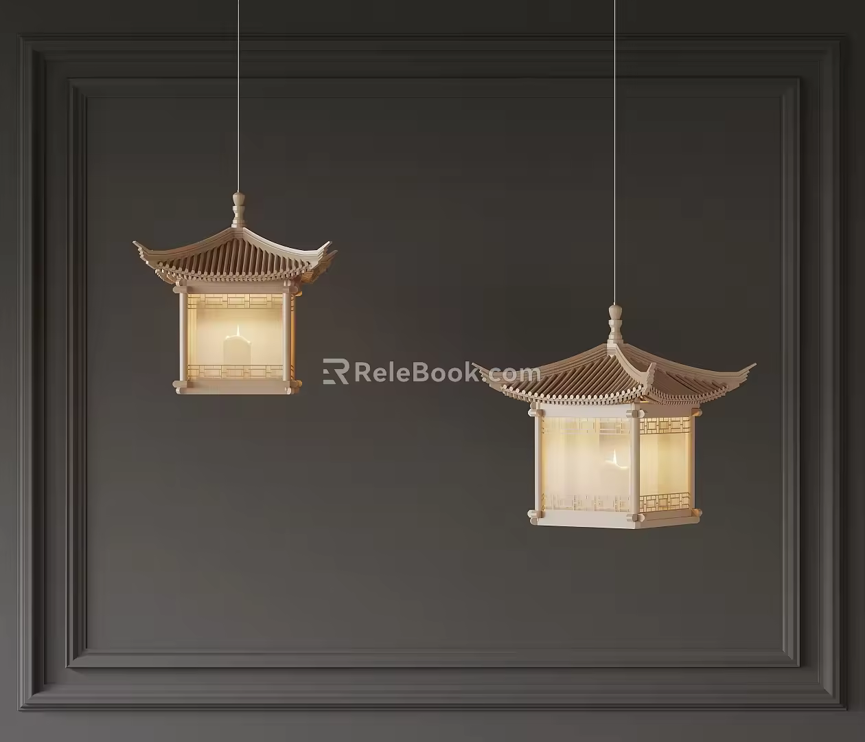 New Chinese Building Chandelier Decorative Chandelier 3d model