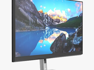 Modern Daily Use Monitor With High Definition Scenic Mountain Lake Reflection 3d model