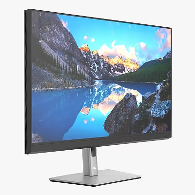 Modern Daily Use Monitor With High Definition Scenic Mountain Lake Reflection 3d model