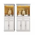 Traditional Buddhist Shrine Cabinet With Buddha Statues Drawers And Cabinet Doors