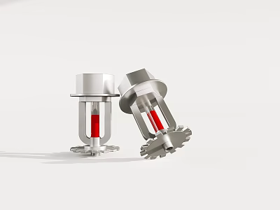 Dual Silver Fire Equipment With Red Components And Mounted Bases Design 3d model