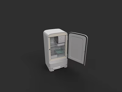 White Refrigerator Freezer With Open Door And Interior Shelves On Black Background 3d model