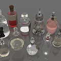 Assorted Glass Bottles With Decorative Designs In Transparent Red And Pink