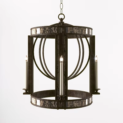 Vintage Metal Chandelier With Round Frame And Candle Style Design 3d model