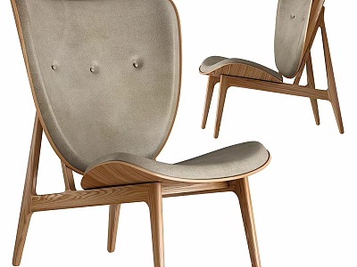 Modern Accent Chair With Wooden Frame Tufted Beige Fabric And Minimalist Design Details 3d model