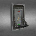 Industrial Wall mounted Metal Equipment with Warning Sign and Safety Handle 3d model