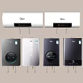 Midea Daily Appliances Collection Showcasing Water Heaters And Purifiers With Digital Displays