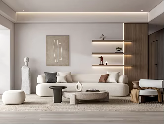 Modern Living Room Living Room Sofa Coffee Table Combination 3d model