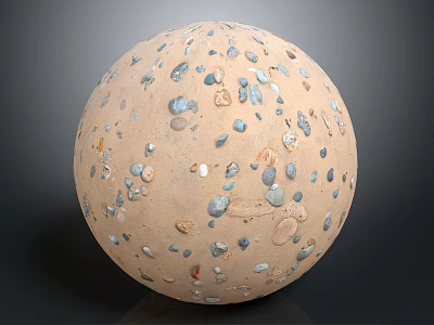 Decorative Sphere With Multicolored Stone Pebbles Handcrafted Surface And Neutral Tone 3d model