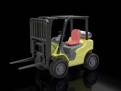 Practical Yellow Forklift With Red Seat Black Forks And Sturdy Wheels 3d model