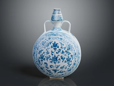 Classic Blue And White Porcelain Vase Decor For Traditional Wooden Furniture 3d model
