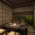Japanese Restaurant Private Room With Shoji Screens Wooden Ceiling Tatami Flooring And Cozy Natural Atmosphere