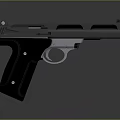 Modern Tactical Pistol With Black Grip And Silver Metal Body Design