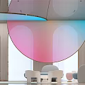 Elegant Bridal Shop Interior With Modern Design Sofas Chandeliers Arched Windows And Pink Decor