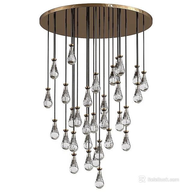 Modern Elegant Glass Teardrop Chandelier with Multiple Lights for Interior Decor 3d model