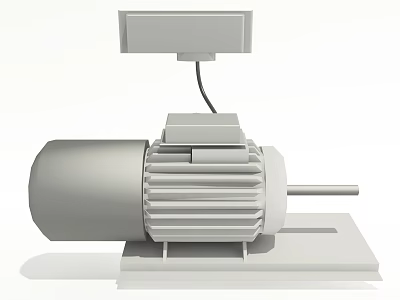 Automotive Motor Component With Control Box Wiring Cylindrical Body Cooling Fins And Base Mount 3d model