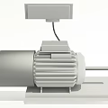 Automotive Motor Component With Control Box Wiring Cylindrical Body Cooling Fins And Base Mount