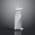 White One Shoulder Dress With Slit Displayed On Mannequin Against Black Background