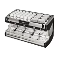 Stainless Steel Professional Espresso Machine Kitchen Appliance With Coffee Cups And Saucers