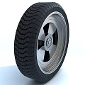 Tire with Black Tread Pattern and Silver Wheel Rim Detailed Design 3d model