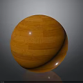 Orange Wooden Sphere With Shiny Surface And Natural Wood Grain On Gray Background
