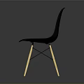Black Modern Chair With Wooden Legs And Plastic Seat Minimalist Design