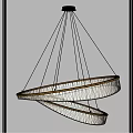 Modern Circular Chandelier with Illuminated Layered Rings and Hanging Cables