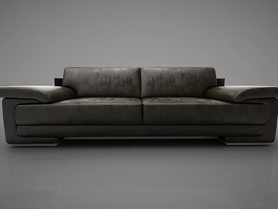 Modern Dark Leather Two Seater Sofa With Clean Lines And Armrests 3d model