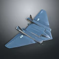 Blue Stealth Fighter Jet Model Featuring Delta Wing Design And Number 45 Details