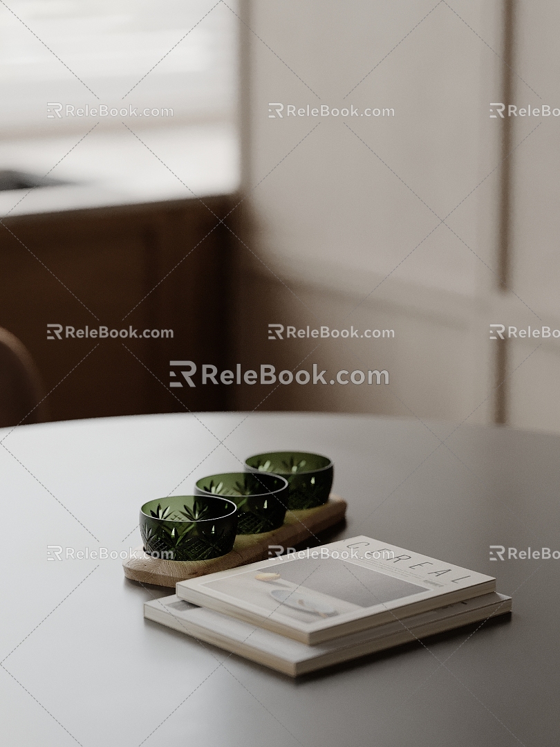 Modern Ornaments Combination Water Cup Books Books 3d model