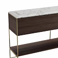 Modern Luxury TV Stand With Dark Wood Cabinet Golden Metal Frame And Marble Top