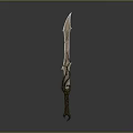 Ancient Decorative Sword Weapon With Intricate Carvings On Handle And Long Blade