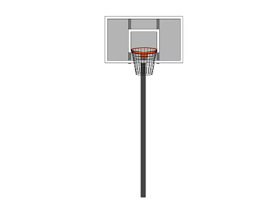 Basketball Gym Indoor Space Featuring Standard Hoop Backboard Net And Support Pole 3d model