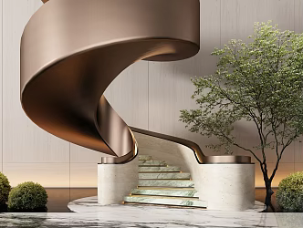 CCD Hotel Stairs Rotating Stairs Shaped Stairs Corner Stairs Villa Stairs 3d model