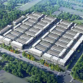 Industrial Factory Complex With Multiple Buildings Neat Layout And Surrounding Greenery 3d model
