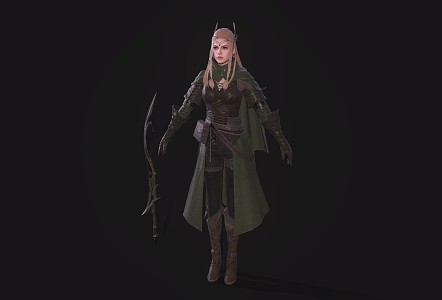 Medieval female warrior woman foreigner 3d model