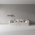 POLIFORM White Sectional Sofa With Multiple Cushions In Minimalist Interior 3d model