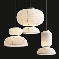 Modern White Striped Paper Lantern Pendant Lights For Interior Decor 3d model