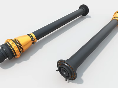Industrial Equipment Drive Shafts With Black Yellow And All Black Metal Components Connection Structures 3d model