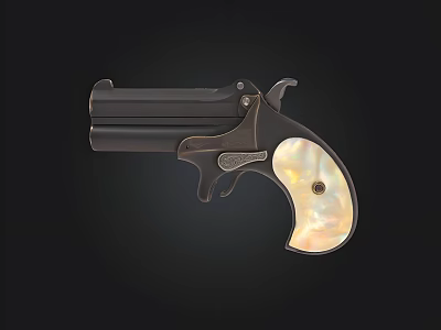 Vintage Black Revolver With Mother of Pearl Grip and Classic Design 3d model