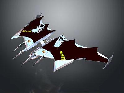 Two Futuristic Batwing Aircraft With Shark Logo Black White Sharp Design 3d model