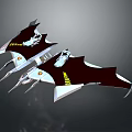 Two Futuristic Batwing Aircraft With Shark Logo Black White Sharp Design 3d model