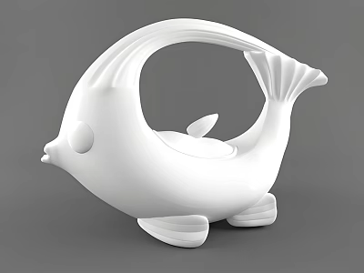 White Fish Shaped Sculpture With Modern Design And Smooth Surface 3d model