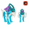 Colorful Mechanical Building Block Dolls Large And Small With Intricate Blue Purple White Parts