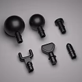 Black Sports Equipment Accessories With Various Shapes Including Spherical T Shaped And Triangular Designs