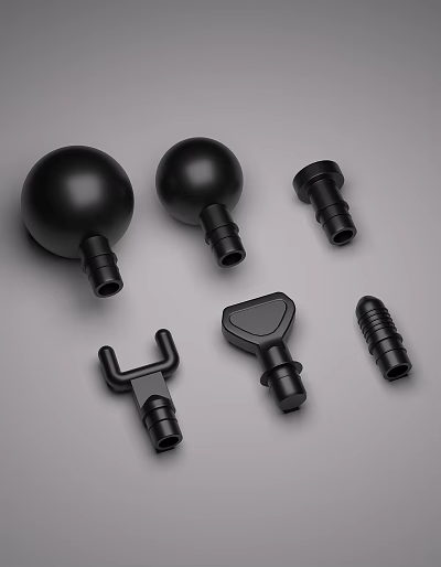Black Sports Equipment Accessories With Various Shapes Including Spherical T Shaped And Triangular Designs 3d model