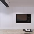 Modern Living and Dining Room Interior With Brown Sofa Coffee Table And Light Projection