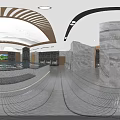 Modern Luxury Hallway Interior With Marble Floor Wooden Walls And Lighting Design