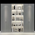 Modern Bookshelf Interior Design With Glass Shelves Books Vases And Decorative Items