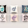 Stylish Decorative Pillows With Various Snake Patterns And Colorful Designs 3d model